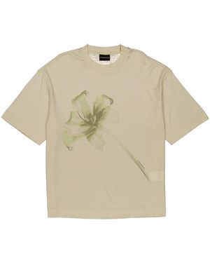 Emporio Armani Lily Print Lyocell Blend Jersey T-Shirt - Natural