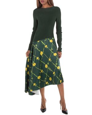 Burberry Dandelion Asymmetric-Skirt Dress, Brand Size 12 Us - Green