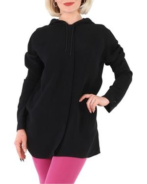 Burberry Monogram Motif Viscose Oversized Hooded Top, Brand Size 2 (Us - Black