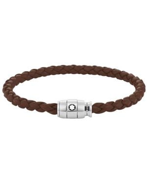 Montblanc Medium Soft Leather Woven Braclet - Brown