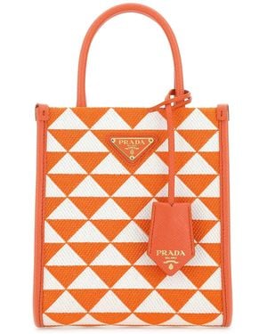 Prada Embroidered Fabric Micro Symbole Handbag - Orange