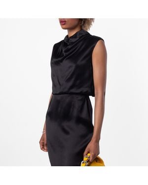 Saint Laurent Satin Halter Tank Top, Brand Size 38 (Us - Black