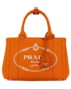 Prada Canvas Small Jardiniere Re Handbag - Orange