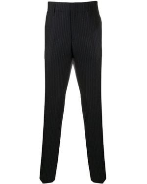 Ferragamo Pinstriped Straight-Leg Trousers - Black