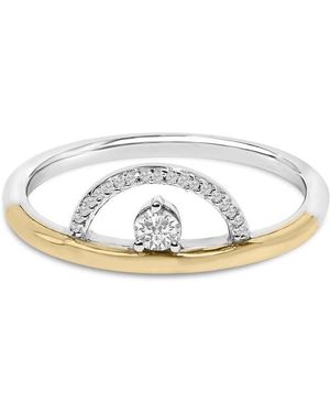 Haus of Brilliance 14K Plated Sterling 1/10 Cttw Diamond Arc Ring - Metallic