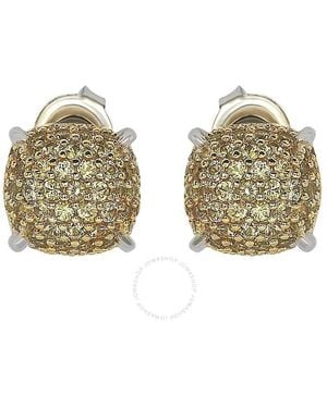 Suzy Levian Sterling Silver Sapphire & Diamond Accent Pave Cluster Earrings - Green