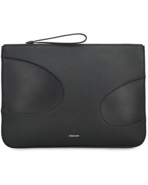 Ferragamo Leather Zip Pouch - Black