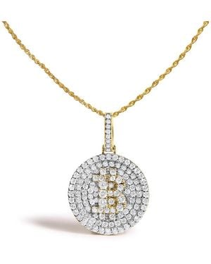 Haus of Brilliance 10K 2-1/3 Cttw Diamond Bitcoin Letter B Pendant Necklace - Metallic