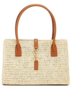 Saint Laurent Panier Raffia Tote Bag - Red