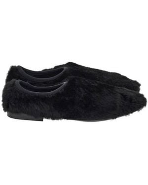Ferragamo Albali Shearling Point-Toe Flats - Black