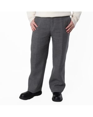 Ferragamo Houndstooth Wool Tailored Trousers, Brand Size 52 (Waist - Grey