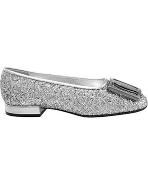 Ferragamo Salvatore Ladies Chunky Buckle Ballet Flat, Brand Size 5.5 Us Size 5.5 - Metallic