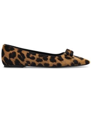 Ferragamo Ferragamo Siwar Leopard-Print Vara Ballet Flats - Brown