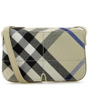 Burberry Embroidered Canvas Snip Crossbody Bag Lichen Borse A Tracolla - Gray