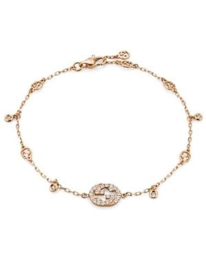 Gucci Bracelet Interlocking G With Diamonds Yba729403001 - Metallic
