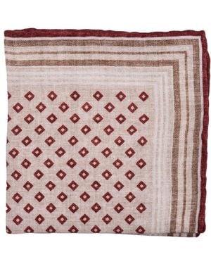 Brunello Cucinelli Barbera Camel Wool Geometric Pocket Square - Pink