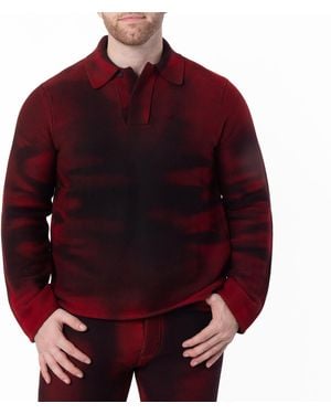 Ferragamo Gradient Long-Sleeved Polo Shirt - Red