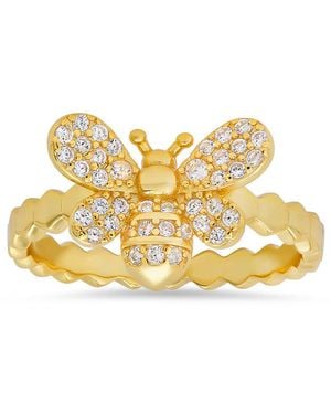 Kylie Harper 14K Over Cubic Zirconia Cz Bumble Bee Ring - Yellow
