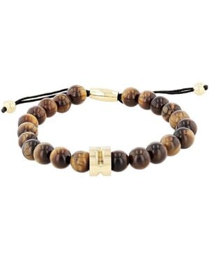 Robert Alton Stainless Steel Tiger Eye Bead Bolo Bracelet - Brown