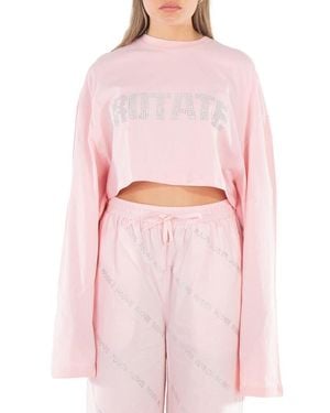 ROTATE BIRGER CHRISTENSEN Ladies Almond Blossom Sequin Embroidered Crop Top - Pink