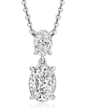 Brilliant Diamond 2 Carat Lab Grown Oval Drop Pendant Necklace - Metallic