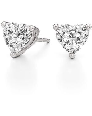 Brilliant Diamond 2 Carat Heart Shape Lab Grown Diamond Stud Earrings - White