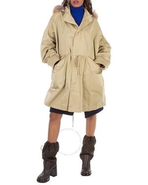 Burberry Faux-Fur Hood Parka Coat - Green