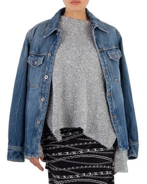 Rabanne Ladies Denim Stone Denim Shirt With 1969 Metal Discs Details, Brand Size 34 (Us - Blue