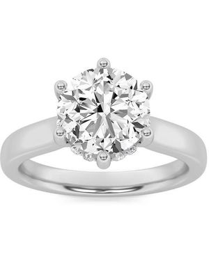 Mure And Co 1Ctw Round Shaped Lab Grown Diamond (F/Vs) Hidden Halo Cathedral Shank Engagement Ring - White