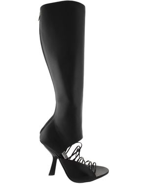 Ferragamo Altaire Strappy Leather Knee-High Boots - Black