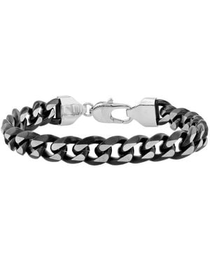 Robert Alton Stainless Steel With & Finish Beveled Curb Bracelet - Metallic