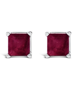 Haus of Brilliance 14K 5X5Mm Princess Cut Ruby Solitaire Stud Earrings - Red