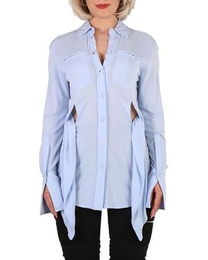 Burberry Ladies Pale Sash Detail Jersey Oversized Shirt, Brand Size 2 (Us - Blue