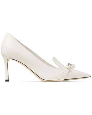 Jimmy Choo Felicitie 75 Latte Nappa Leather Court Shoes, Brand Size 35.5 Us - White