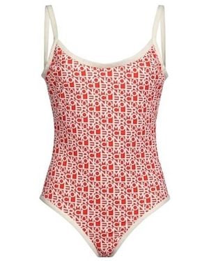 Moncler Logo Print Swimsuit - Red