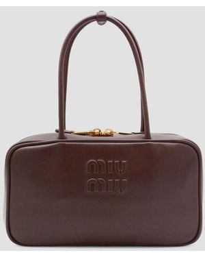 Miu Miu Dark Leather Top Handle Bag - Brown