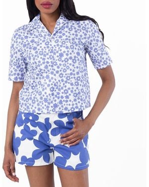 Marni All Over Print Silk Shirt - Blue