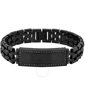 Robert Alton 3/8Ctw Diamond Stainless Steel With Finish Carbon Fibre Id Bracelet - Black