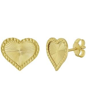 Kylie Harper Ladies 14K Diamond-Cut Radiating Heart Stud Earrings - Metallic