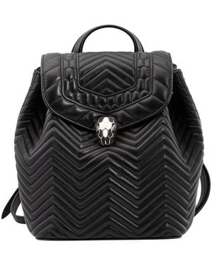 BVLGARI Serpenti Forever Quilted Nappa Leather Backpack - Black