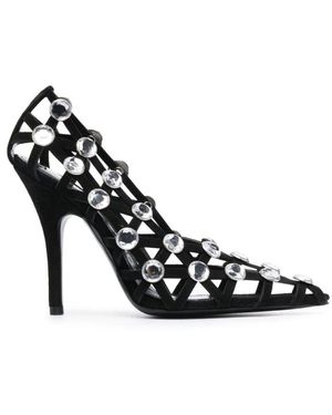The Attico Grid 105Mm Rhinestone-Embellished Court Shoes - Black