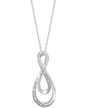 Tresorra Sterling Diamond Infinity Necklace - Metallic