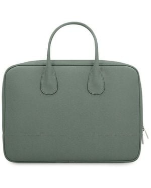Valextra My Logo Leather Briefcase - Green
