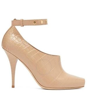 Burberry Croc Embossed Leather Blyth Peep Toe Pumps, Brand Size 35 Us - Natural