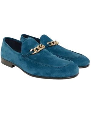 Jimmy Choo Marti Reverse Velvet Suede Loafers, Brand Size 40 Us - Blue