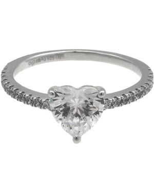Apm Monaco Heart Pave Sterling Ring - Metallic