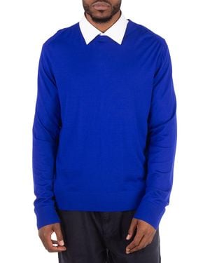 Burberry Long-Sleeve Wool Jumper - Blue