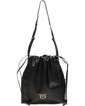 Pinko Shoulder Bag With Logo - Black