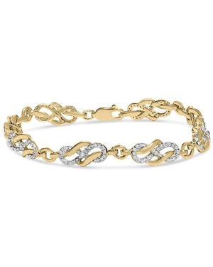 Haus of Brilliance 14K Plated .925 Sterling 1.0 Cttw Diamond Infinity Loop And Swirl Link Bracelet - Metallic