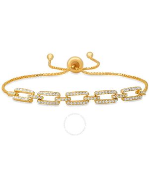 Kylie Harper 14K Over Cz Paperclip Adjustbale Bracelet - Metallic